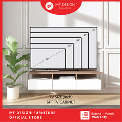 DIZO Wall tv cabinet 6ft Kabinet TV Gantung Rack TV Cabinet Modern Rak TV Gantung YV Cabinet Wall Mounted TV Storage Almari TV Kabinet Murah