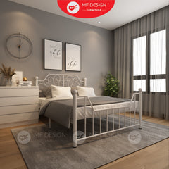 Palace Metal Bed Frame Queen Size Katil Besi Putih Rose Gold Iron