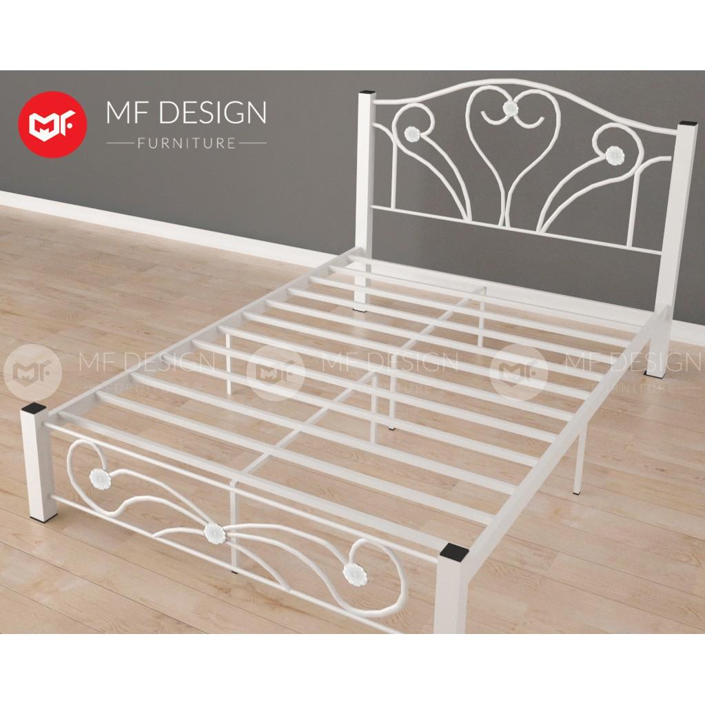 Love Metal Bed Frame Queen Size Katil Besi Putih Rose Gold Iron