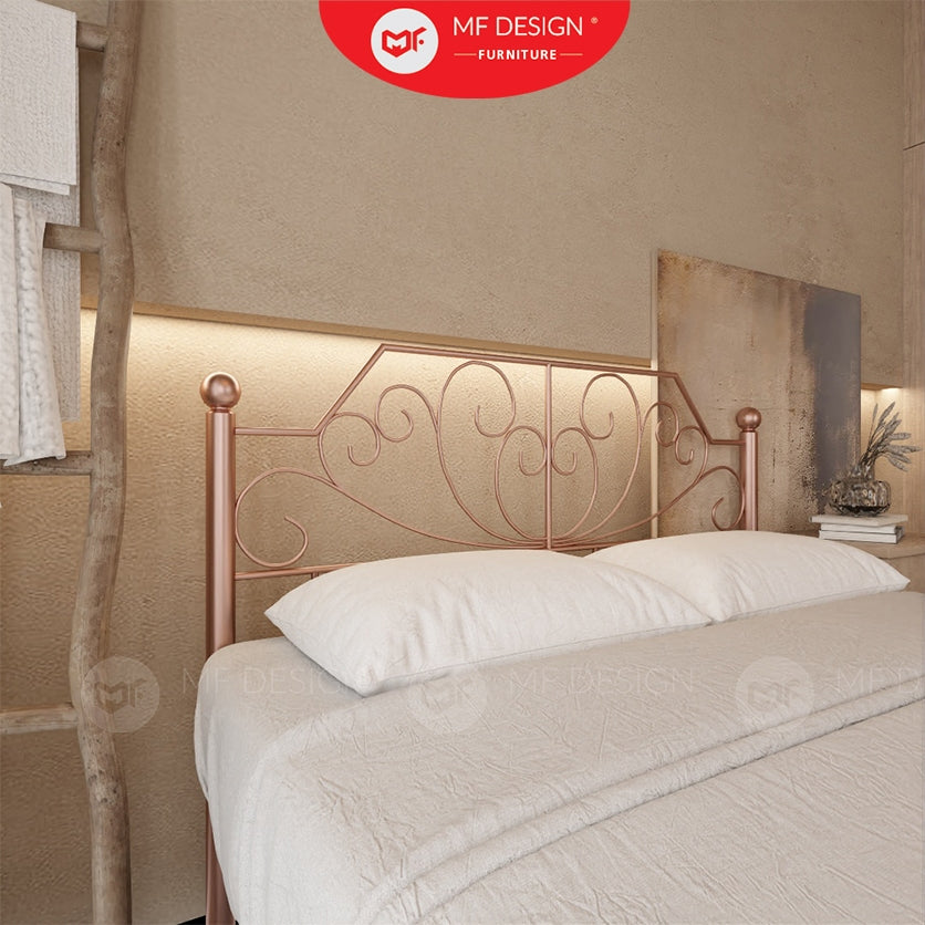 Palace Metal Bed Frame Queen Size Katil Besi Putih Rose Gold Iron