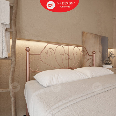 Palace Metal Bed Frame Queen Size Katil Besi Putih Rose Gold Iron