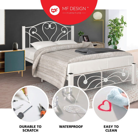 Love Metal Bed Frame Queen Size Katil Besi Putih Rose Gold Iron