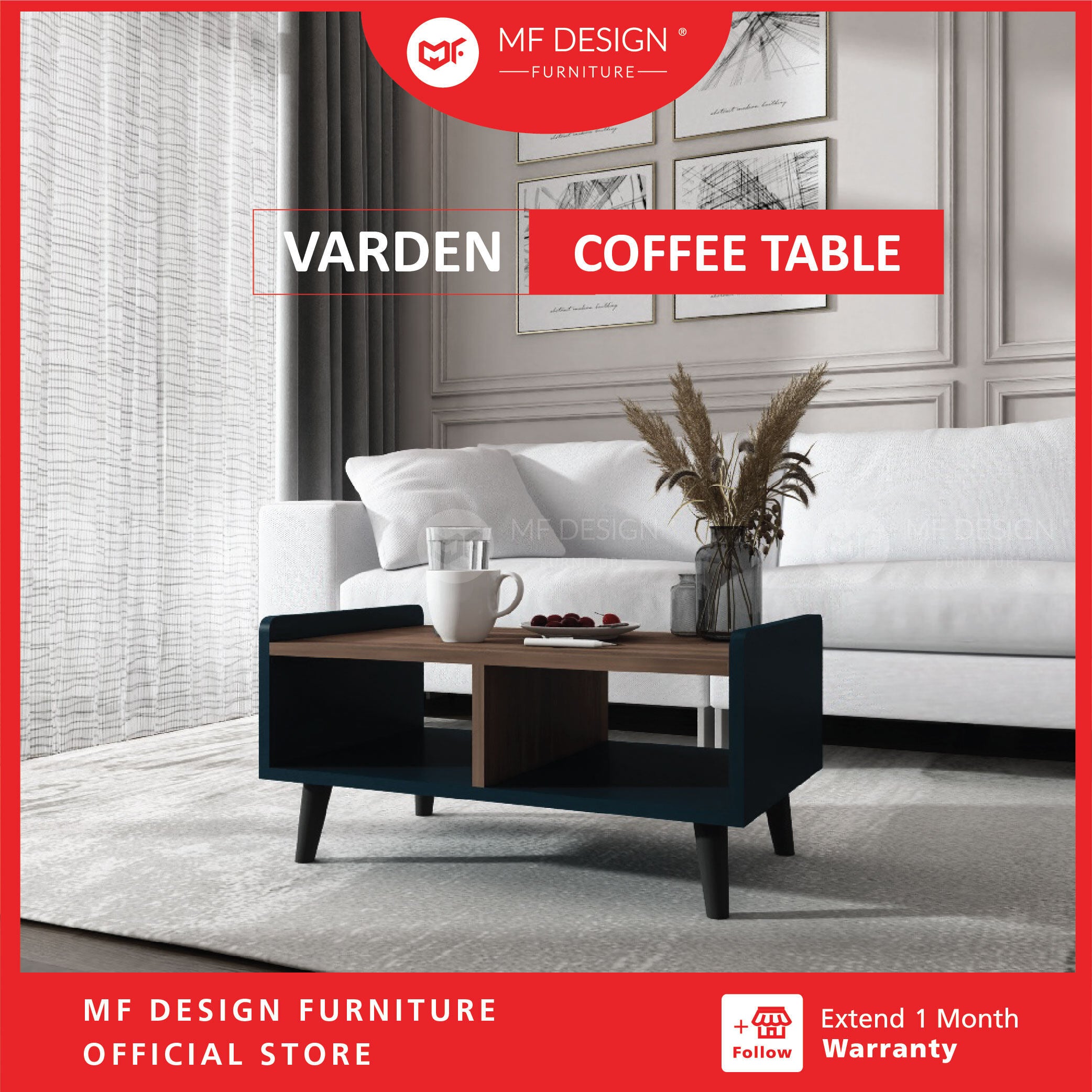 VARDEN Coffee Table for Living Room Table with Storage Table Modern Meja Ruang Tamu Meja Kopi Meja Murah