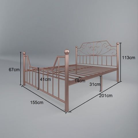 Palace Metal Bed Frame Queen Size Katil Besi Putih Rose Gold Iron