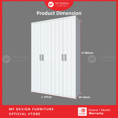 JONIE Wardrobe 4Door Wardrobe/Clothes Cabinet/Clothes Storage/Almari Pakaian/Almari Baju/Almari 4 Pintu/Kabinet Murah/Wardrobe Murah