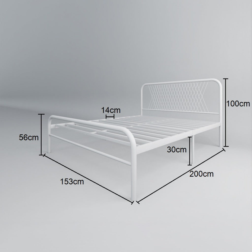 Luna Metal Bed Frame Queen Size Katil Besi Putih Rose Gold Iron