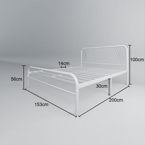 Luna Metal Bed Frame Queen Size Katil Besi Putih Rose Gold Iron