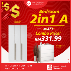 [Bundle Deal] Bedroom bundle 2in1 A wadrobe chest drawer bed tilam katil besi almari laci tilam set baru