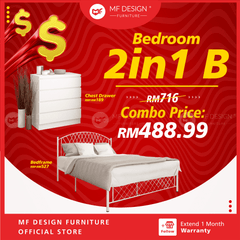[Bundle Deal] Bedroom bundle 2in1 B wadrobe chest drawer bed tilam katil besi almari laci tilam set baru