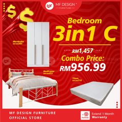 [Bundle Deal] Bedroom bundle 3in1 C wadrobe chest drawer bed tilam katil besi almari laci tilam set baru