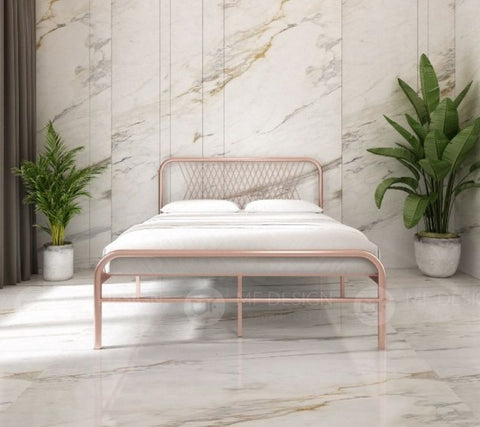 Luna Metal Bed Frame Queen Size Katil Besi Putih Rose Gold Iron