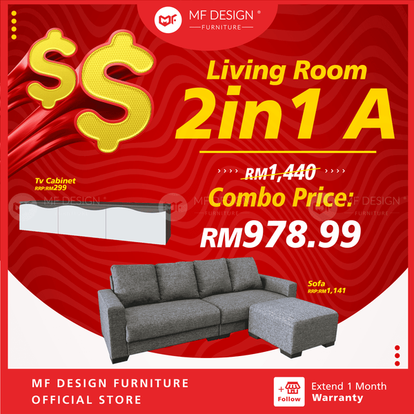 [BUNDLE DEAL] Living Room bundle 2in1 A ruang tamu sofa kabinet tv sofa dan almari tv bundle sofa and tv cab