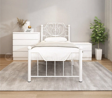 Palace Metal Bed Frame Single Size Katil besi Putih Rose Gold Iron