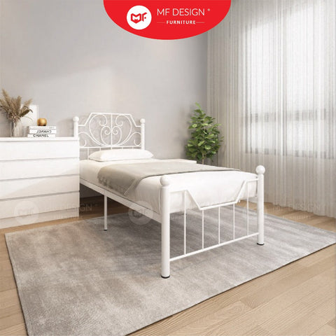 Palace Metal Bed Frame Single Size Katil besi Putih Rose Gold Iron