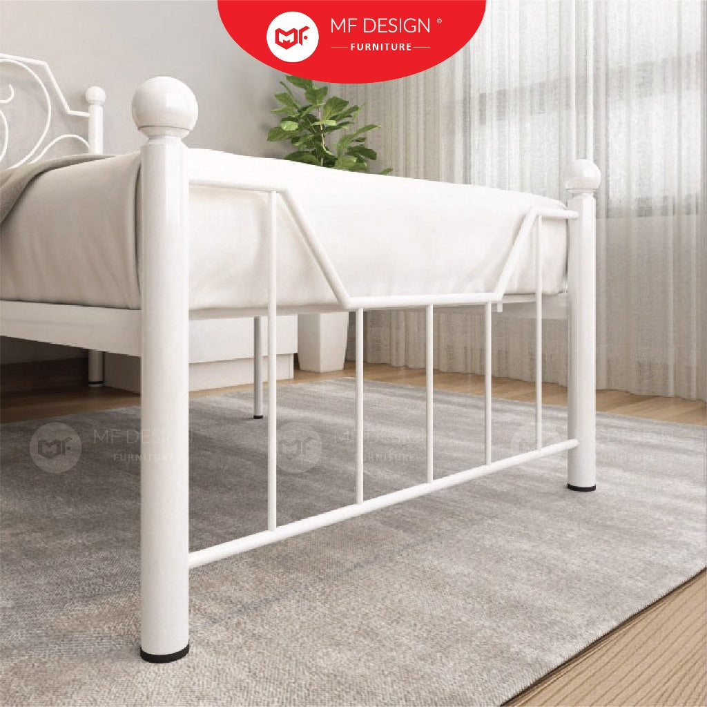 Palace Metal Bed Frame Single Size Katil besi Putih Rose Gold Iron