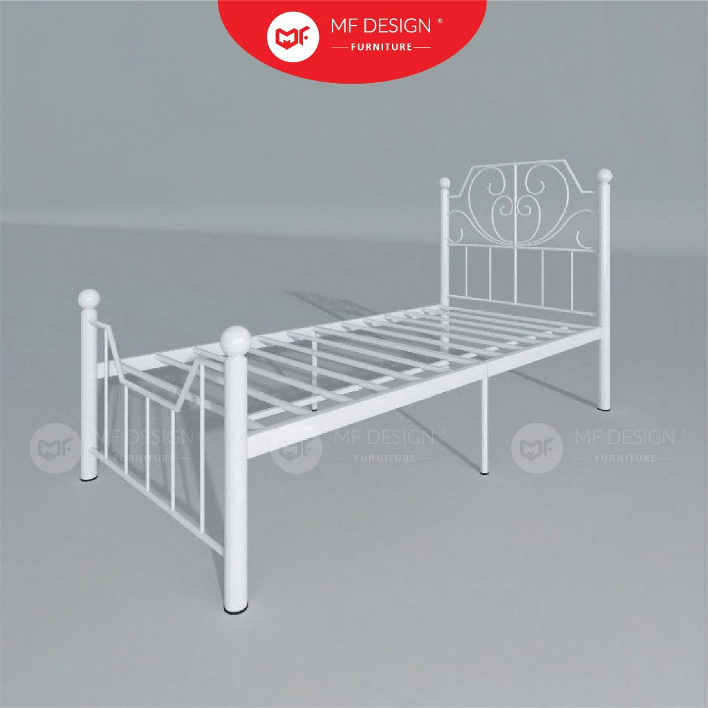 Palace Metal Bed Frame Single Size Katil besi Putih Rose Gold Iron