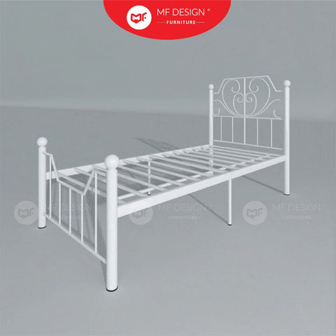 Palace Metal Bed Frame Single Size Katil besi Putih Rose Gold Iron
