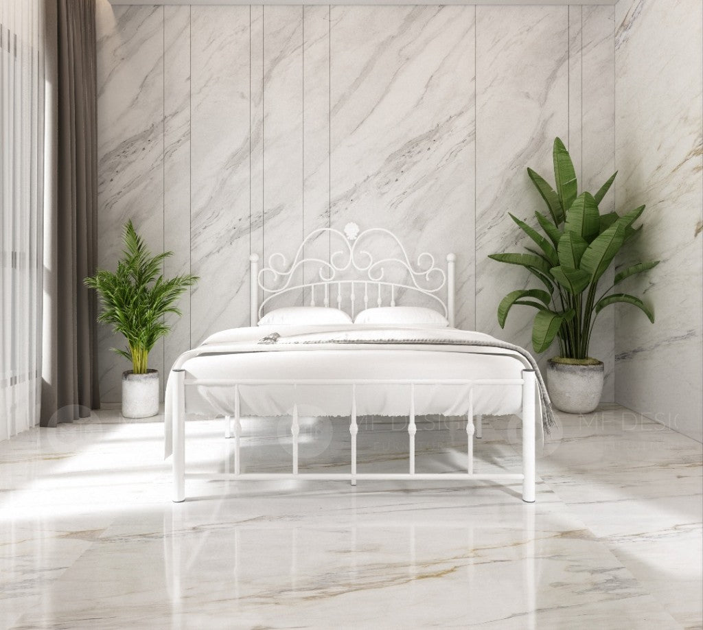 Princess Metal Bed Frame Queen Size Katil besi Putih Rose Gold Iron