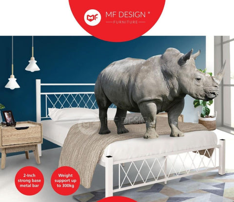 Nest Metal Bed Frame Queen Size Katil Besi Putih Rose Gold Iron