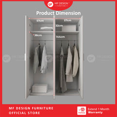 JONIE Wardrobe 4Door Wardrobe/Clothes Cabinet/Clothes Storage/Almari Pakaian/Almari Baju/Almari 4 Pintu/Kabinet Murah/Wardrobe Murah