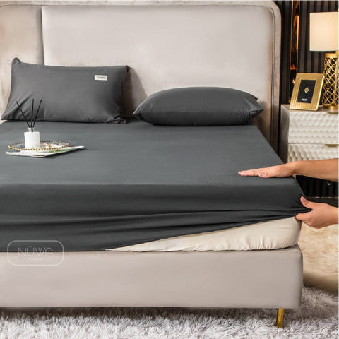 Angelina Cadar Plain Cotton Sejuk Getah Keliling Fitted Bedsheet (Single/Queen)