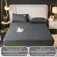 Angelina Cadar Plain Cotton Sejuk Getah Keliling Fitted Bedsheet (Single/Queen)