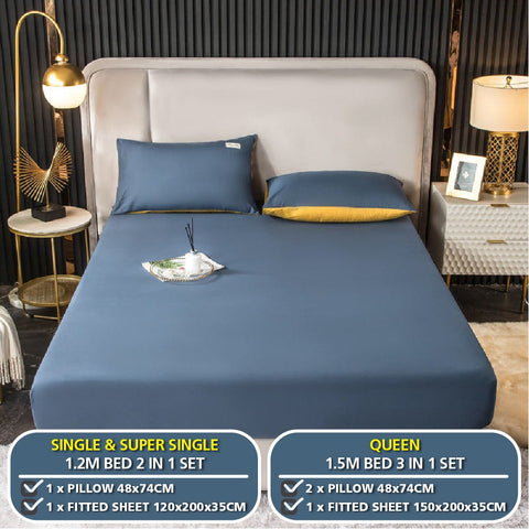 Angelina Cadar Plain Cotton Sejuk Getah Keliling Fitted Bedsheet (Single/Queen)