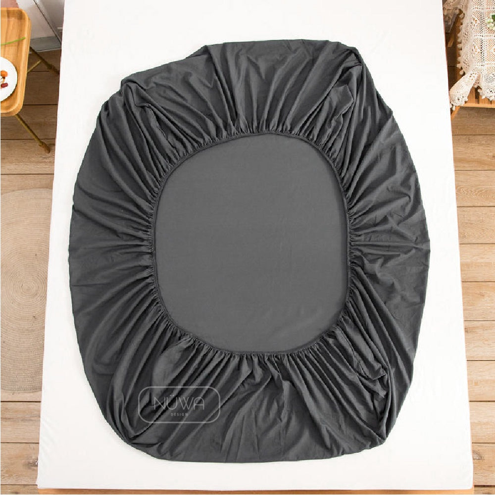 Angelina Cadar Plain Cotton Sejuk Getah Keliling Fitted Bedsheet (Single/Queen)