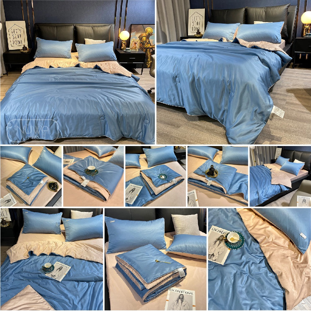 Emma 4 in 1 Bedsheet Mix Duvet Comforter Linen Bedding Sets Sheets Selimut Comforter Bed Linen Fitted Sejuk Soft