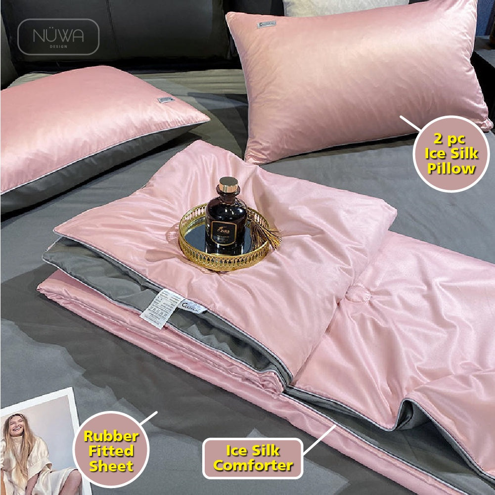 Emma 4 in 1 Bedsheet Mix Duvet Comforter Linen Bedding Sets Sheets Selimut Comforter Bed Linen Fitted Sejuk Soft
