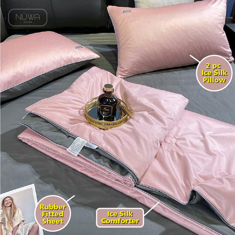 Emma 4 in 1 Bedsheet Mix Duvet Comforter Linen Bedding Sets Sheets Selimut Comforter Bed Linen Fitted Sejuk Soft