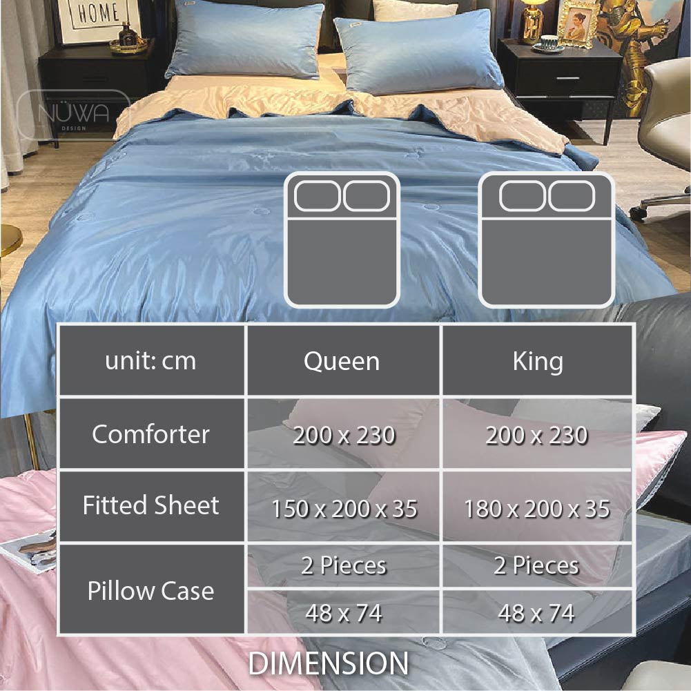 Emma 4 in 1 Bedsheet Mix Duvet Comforter Linen Bedding Sets Sheets Selimut Comforter Bed Linen Fitted Sejuk Soft
