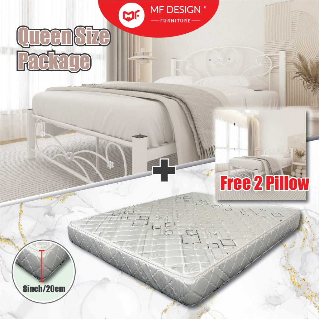 Single Queen Bed+Mattress Set Queen Size Bed Frame With Queen Mattress