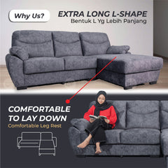 [FREE INSTALLATION] VOLT L-SHAPE Sofa  Big Size Sofa Panjang Sofa Modern Sofa Fabric Sofa Murah