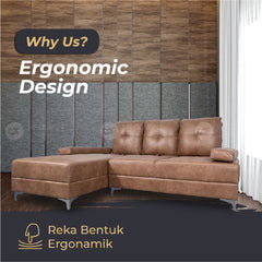 GORDY L-SHAPE SOFA 1 Seater/2 Seater/3 Seater Sofa Living Room Sofa Big Size Sofa Panjang