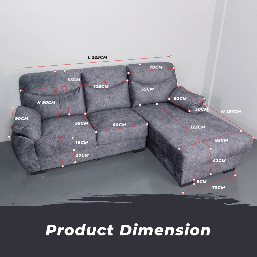 [FREE INSTALLATION] VOLT L-SHAPE Sofa  Big Size Sofa Panjang Sofa Modern Sofa Fabric Sofa Murah