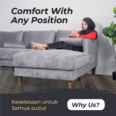 CENI L-SHAPE SOFA 1 Seater/2 Seater/3 Seater Sofa Living Room Sofa Big Size Sofa Panjang