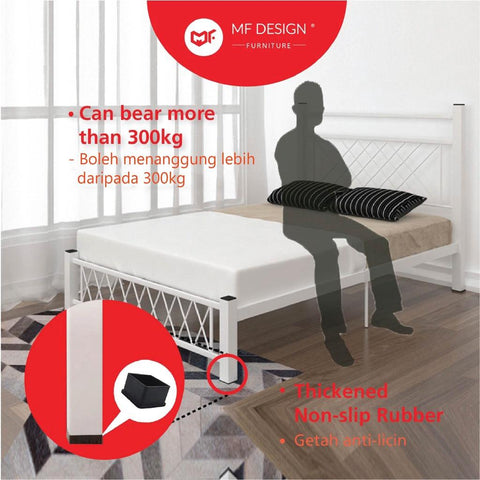 Nest Metal Bed Frame Queen Size Katil Besi Putih Rose Gold Iron
