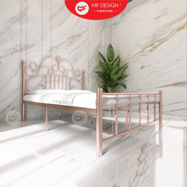 Princess Metal Bed Frame Queen Size Katil besi Putih Rose Gold Iron