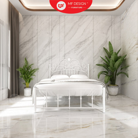 Princess Metal Bed Frame Queen Size Katil besi Putih Rose Gold Iron