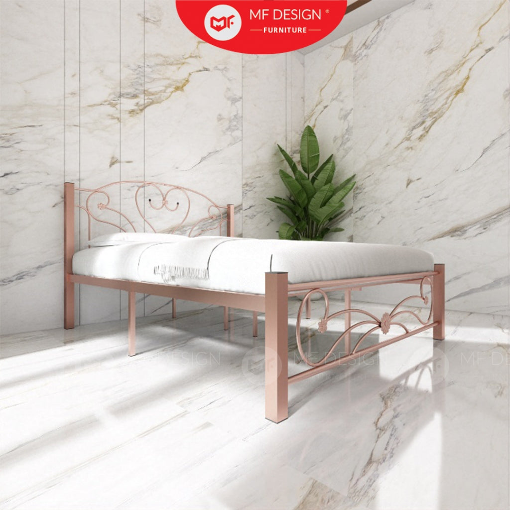 Love Metal Bed Frame Queen Size Katil Besi Putih Rose Gold Iron