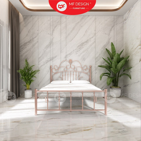 Princess Metal Bed Frame Queen Size Katil besi Putih Rose Gold Iron