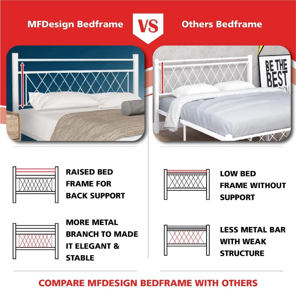 Nest Metal Bed Frame Queen Size Katil Besi Putih Rose Gold Iron
