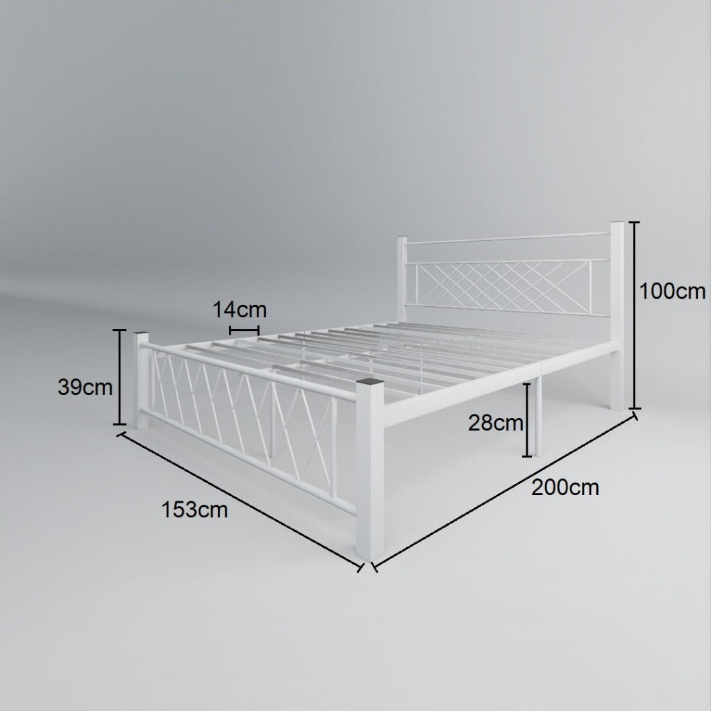 Nest Metal Bed Frame Queen Size Katil Besi Putih Rose Gold Iron