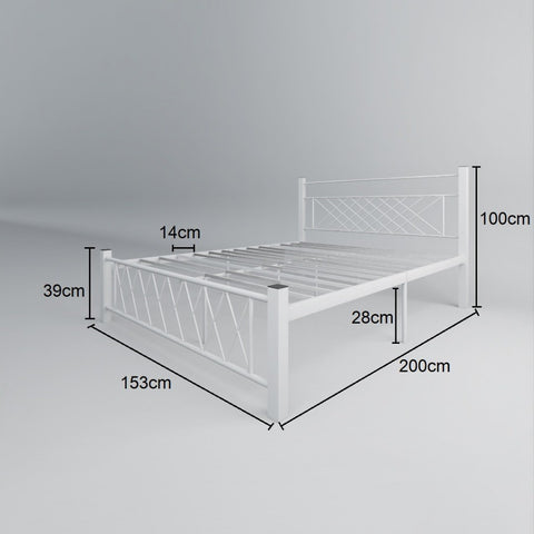Nest Metal Bed Frame Queen Size Katil Besi Putih Rose Gold Iron