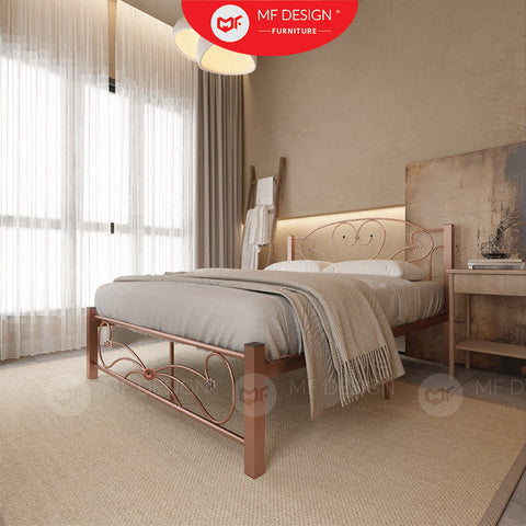 Love Metal Bed Frame Queen Size Katil Besi Putih Rose Gold Iron