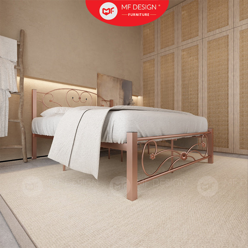 Love Metal Bed Frame Queen Size Katil Besi Putih Rose Gold Iron