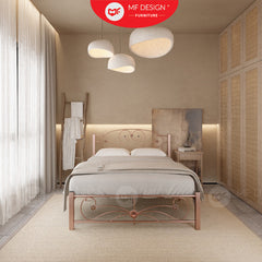Love Metal Bed Frame Queen Size Katil Besi Putih Rose Gold Iron