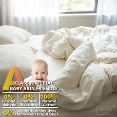 Sanura 4 in 1 Cadar Premium Natural Cotton Queen King Bedsheet Selimut Comforter Bolster Bed Linen Fitted Sejuk