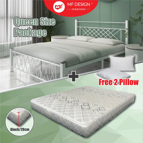 Single Queen Bed+Mattress Set Queen Size Bed Frame With Queen Mattress